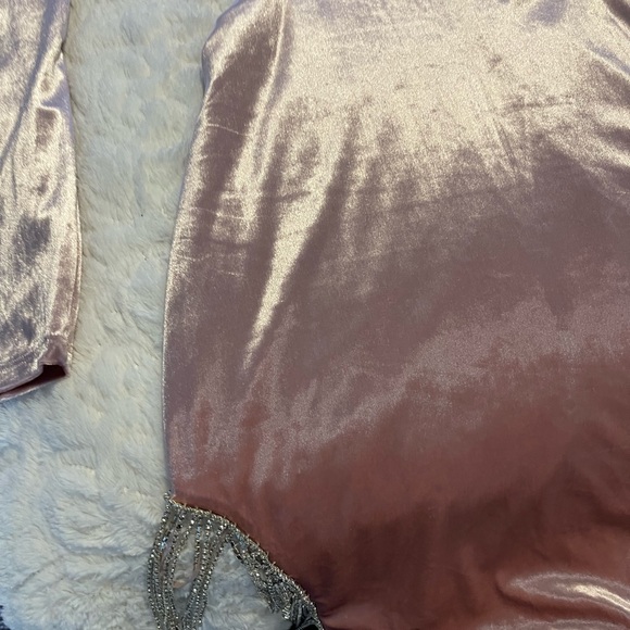 Velvet Fringe Rhinestone Dress - Picture 6 of 7